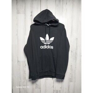 Vintage Adidas Trefoil Logo Black XL Pull Over Hoodie Sweatshirt Graphic